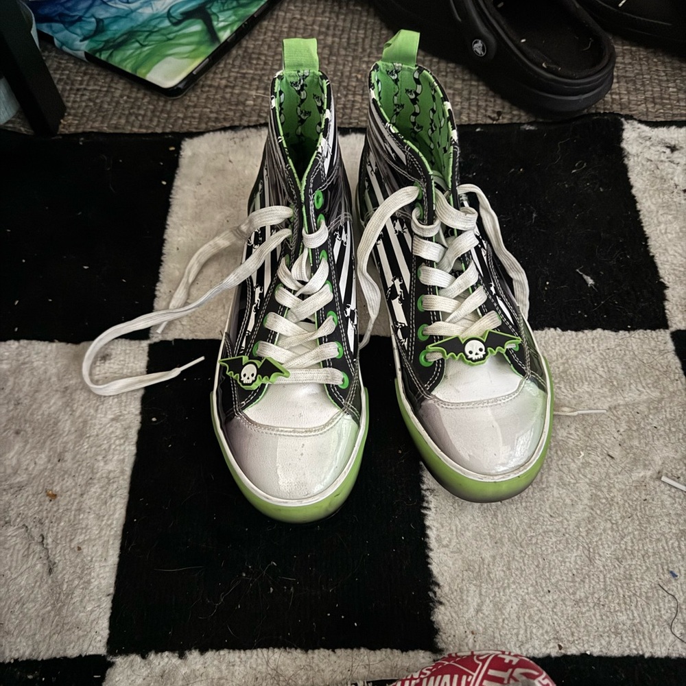 Hot Topic Green and Black High-Top Sneakers
